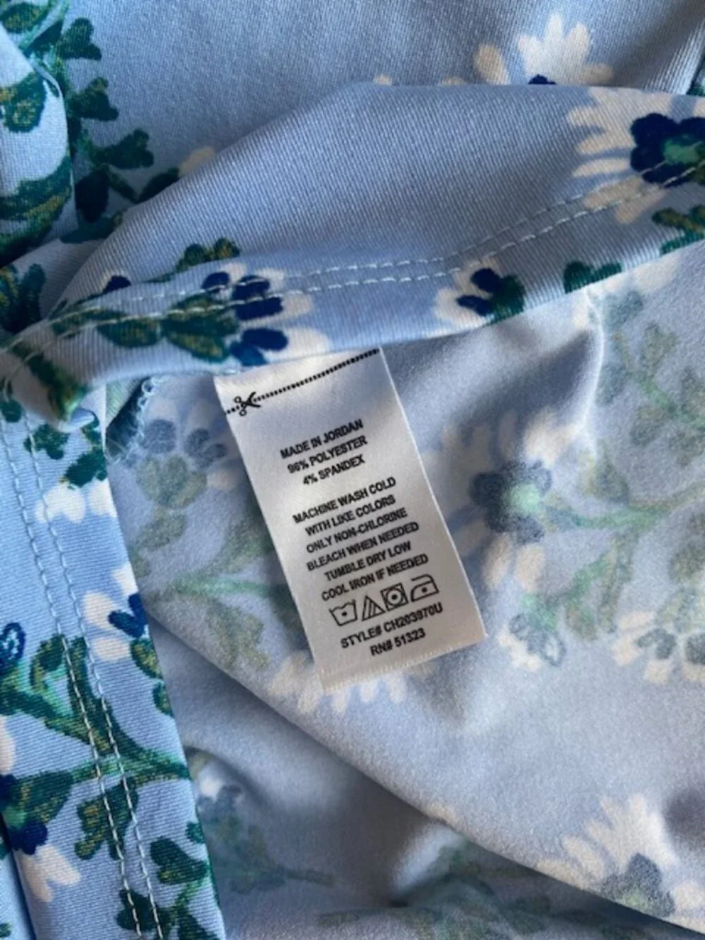 Chaus New York Woman's Floral Top Size L Blue Sleeveless Coastal Modern - Picture 4 of 4